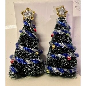 Department 56 Miniature Sisal Christmas Trees with Stars and Ornaments Set‎ of 2